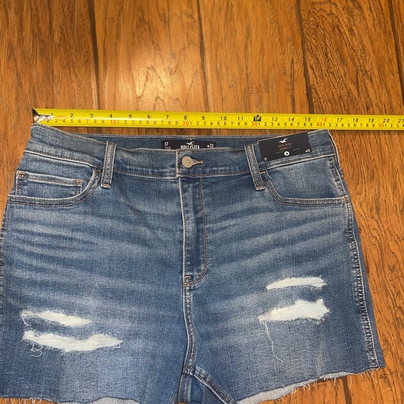 Hollister Blue Distressed High rise cut off Jean denim Shorts NWT Size 17 - Picture 4 of 6